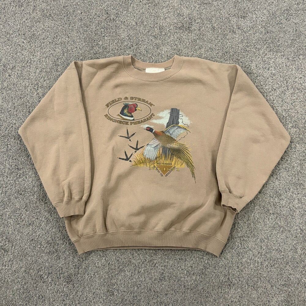RARE Vintage 90s Field & Stream Ringneck Pheasant Nature Sweatshirt Men's Sz XL